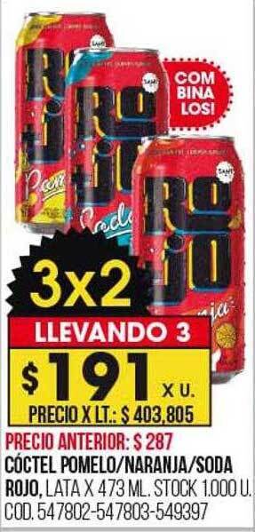 Coto Cóctel pomelo naranja soda rojo oferta
