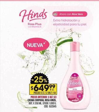 Coto Crema corporal rosa hinds oferta