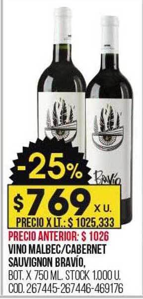 Coto Vino malbec cabernet sauvignon bravío oferta