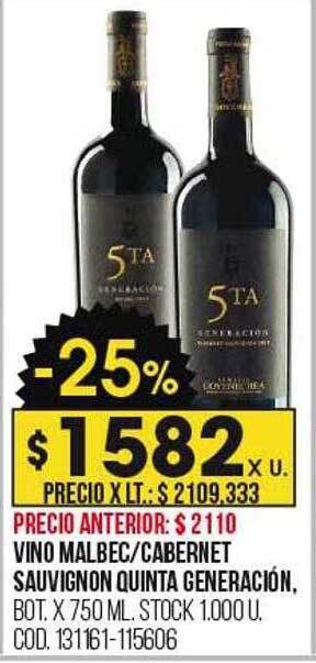 Coto Vino malbec cabernet sauvignon quinta generación oferta