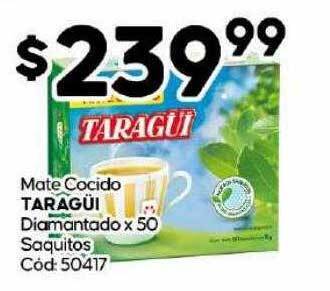 Diarco Mate cocido taragüi diamantado x 50 saquitos oferta