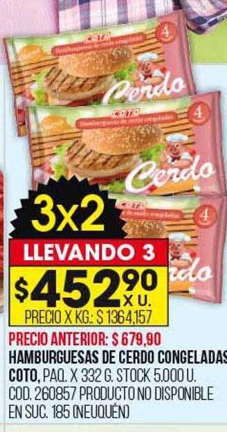 Coto Hamburguesas de cerdo congeladas coto oferta
