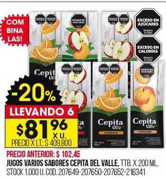 Coto Jugos varios sabores cepita del valle oferta