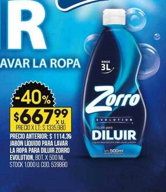 Coto Jabón líquido para lavar la ropa para diluir zorro evolution oferta