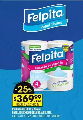 Coto Papel higiénico doble hoja felpita oferta