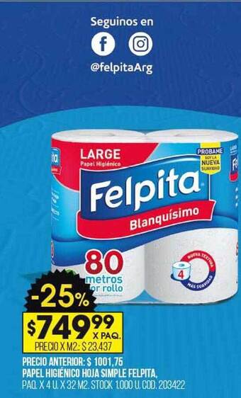 Coto Papel higiénico hoja simple felpita oferta