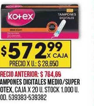 Coto Tampones digitales medio super kotex oferta