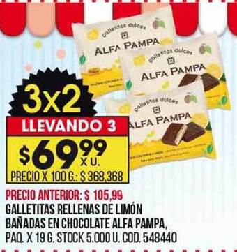 Coto Galletitas rellenas de limón bañadas en chocolate alfa pampa oferta