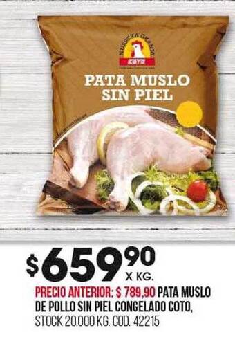 Coto Pata muslo de pollo sin piel congelado coto oferta