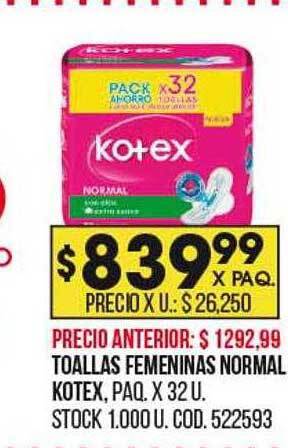Coto Toallas femeninas normal kotex oferta