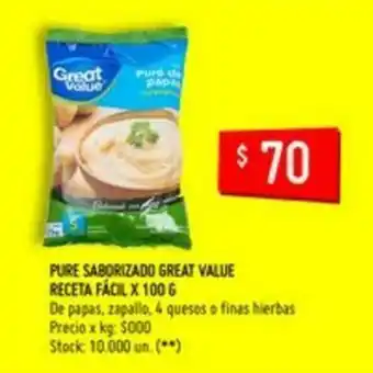 Changomas Pure Saborizado Great Value Receta Fácil x 100g oferta