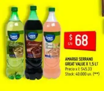 Changomas Amargo Serrano Great Value x 1,5lt oferta