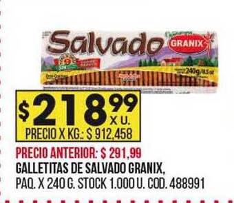 Coto Galletitas de salvado granix oferta