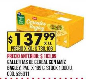 Coto Galletitas de cereal con maíz bagley oferta
