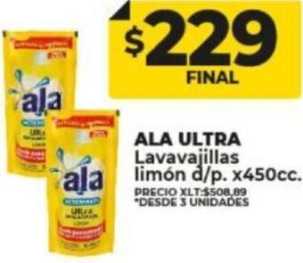Supermayorista Vital Ala Ultra Lavavajillas Limón d/p 450cc oferta