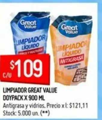 Changomas Limpiador Great Value Doypack x 900ml oferta
