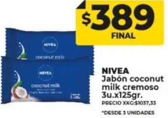 Supermayorista Vital Nivea Jabón Coconut Milk Cremoso 3u x 125g oferta