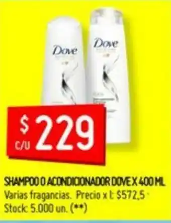 Changomas Shampoo Acondicionador Dove x 400ml oferta
