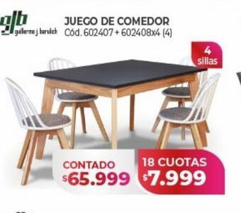 Naldo Lombardi Juego de comedor gjb 4 sillas oferta