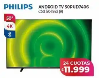 Naldo Lombardi Philips 50" android tv 50pud7406 oferta