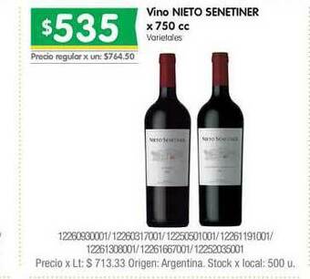 Jumbo Vino Nieto Senetiner X 750cc oferta