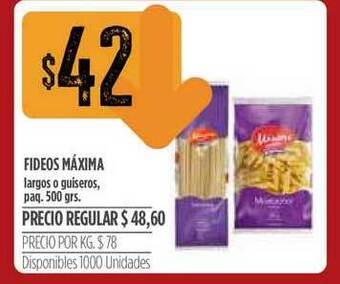 Supermercados Vea Fideos Máxima 500grs oferta