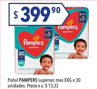 Hergo Pampers Pañal supersec max XXG x 30 unidades oferta