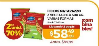 Super MAMI Fideos Matarazzo 3 Vegetales x 500gr oferta