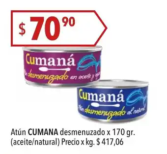 Hergo Cumana Atún desmenuzado x 170 gr. (aceite/natural) oferta