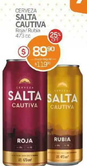 Alvear Cerveza Salta Cautiva Roja Rubia 473cc oferta