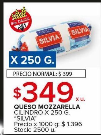 Carrefour Maxi Queso mozzarella silvia cilindro x 250g oferta