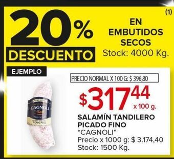Carrefour Maxi Salamín tandilero picado fino cagnoli x 100g oferta
