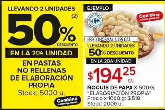 Carrefour Maxi Ñoquis de papa x 500g elaboración propia oferta