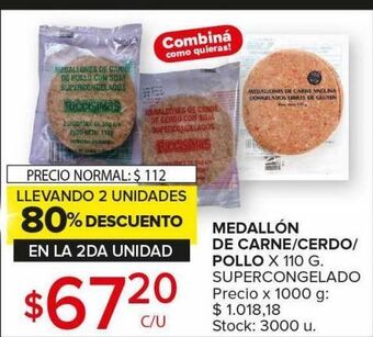Carrefour Maxi Medallón de carne/pollo/cerdo x 110g supercongelado oferta