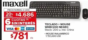 Carrefour Maxi Teclado + mouse wkbc200 negro maxell oferta