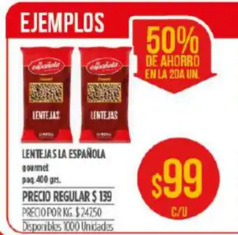 Supermercados Vea Lentejas La Española Gourmet 400grs oferta