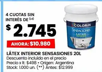 Changomas Látex interior sensaciones 20l oferta