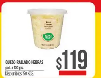 Supermercados Vea Queso Rallado Hebras x 100grs oferta