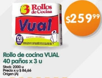 Supermercados Buenos Días Rollo de Cocina Vual 40 Paños x 3u oferta