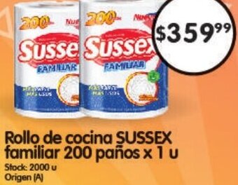 Supermercados Buenos Días Rollo de Cocina Sussex Familiar 200 Paños 1u oferta