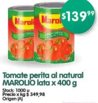 Supermercados Buenos Días Tomate Perita al Natural Marolio Lata 400g oferta