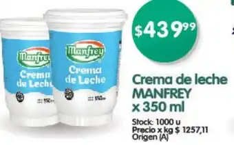 Supermercados Buenos Días Crema de Leche Manfrey 350ml oferta