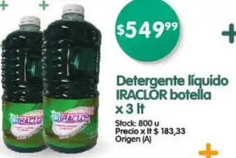 Supermercados Buenos Días Detergente Líquido Iraclor Botella 3L oferta