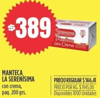 Supermercados Vea Manteca La Serenísima 200g oferta
