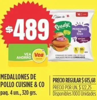 Supermercados Vea Medallones de Pollo Cuisine & Co paq 4un 320g oferta