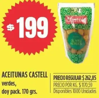 Supermercados Vea Aceitunas Castel Verdes, Doy Pack 170g oferta