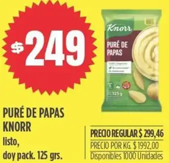 Supermercados Vea Puré de Papas Knorr Listo Doy Pack 125g oferta
