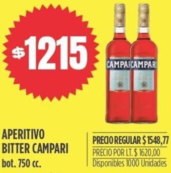 Supermercados Vea Aperitivo Bitter Campari 750cc oferta