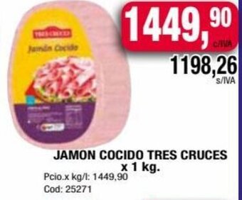 Maxiconsumo Jamon Cocido Tres Cruces 1kg oferta