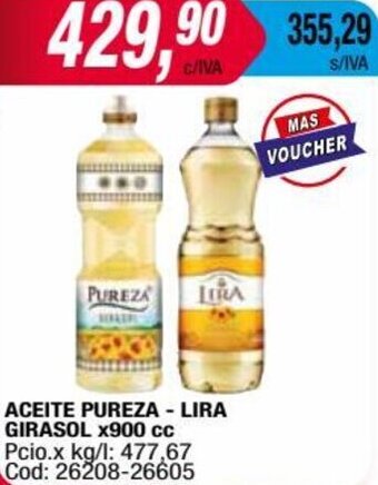 Maxiconsumo Aceite Pureza - Lira Girasol 900cc oferta